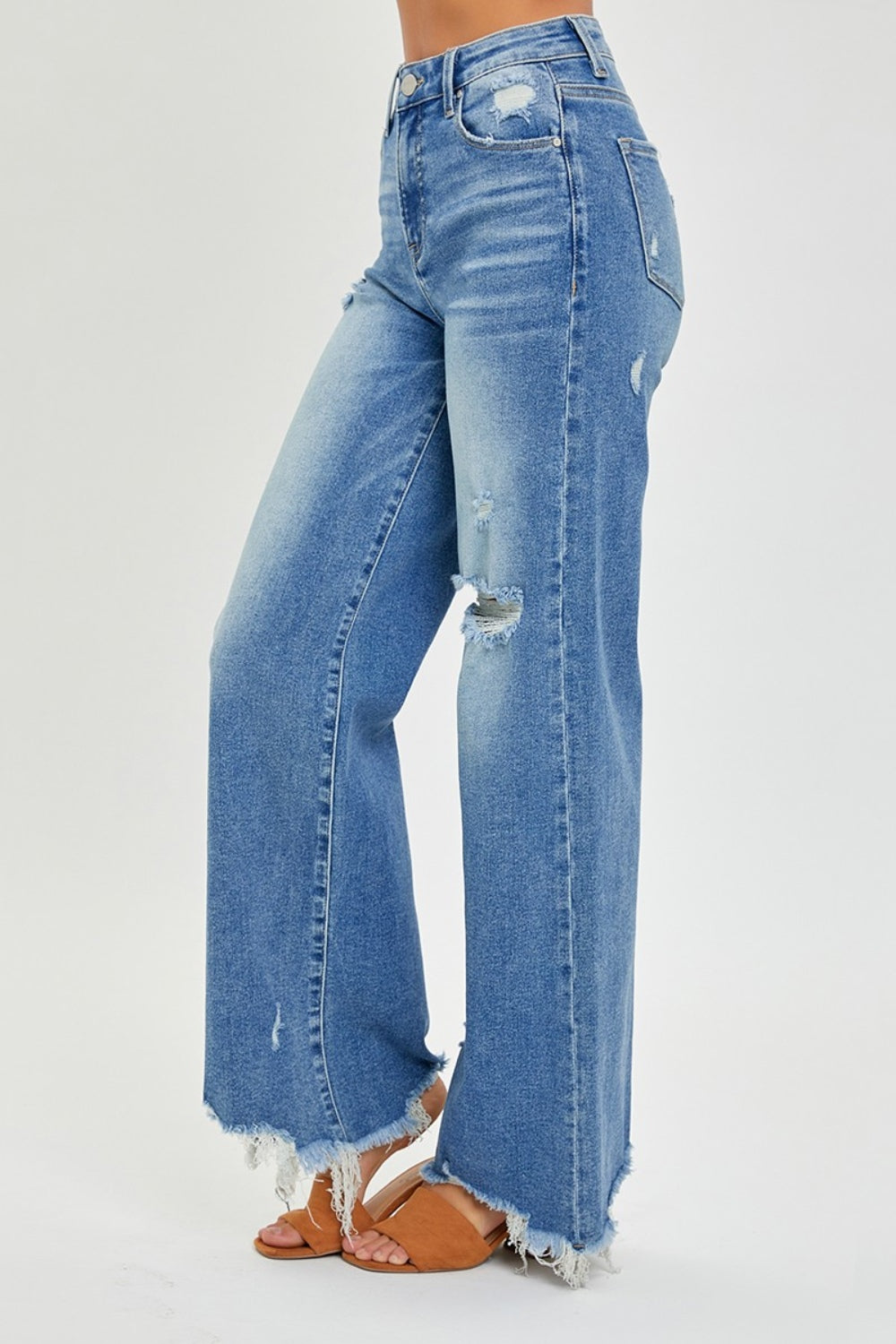 RISEN Wide Leg High Rise Jeans / Distressed with Plus Sizes. Essential pair for every denim drawer. the perfect casual bottoms to wear all year long with your boho blouses!