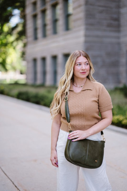 Vegan Handbag- Free Spirit Crossbody: in Olive with Bonus Straps