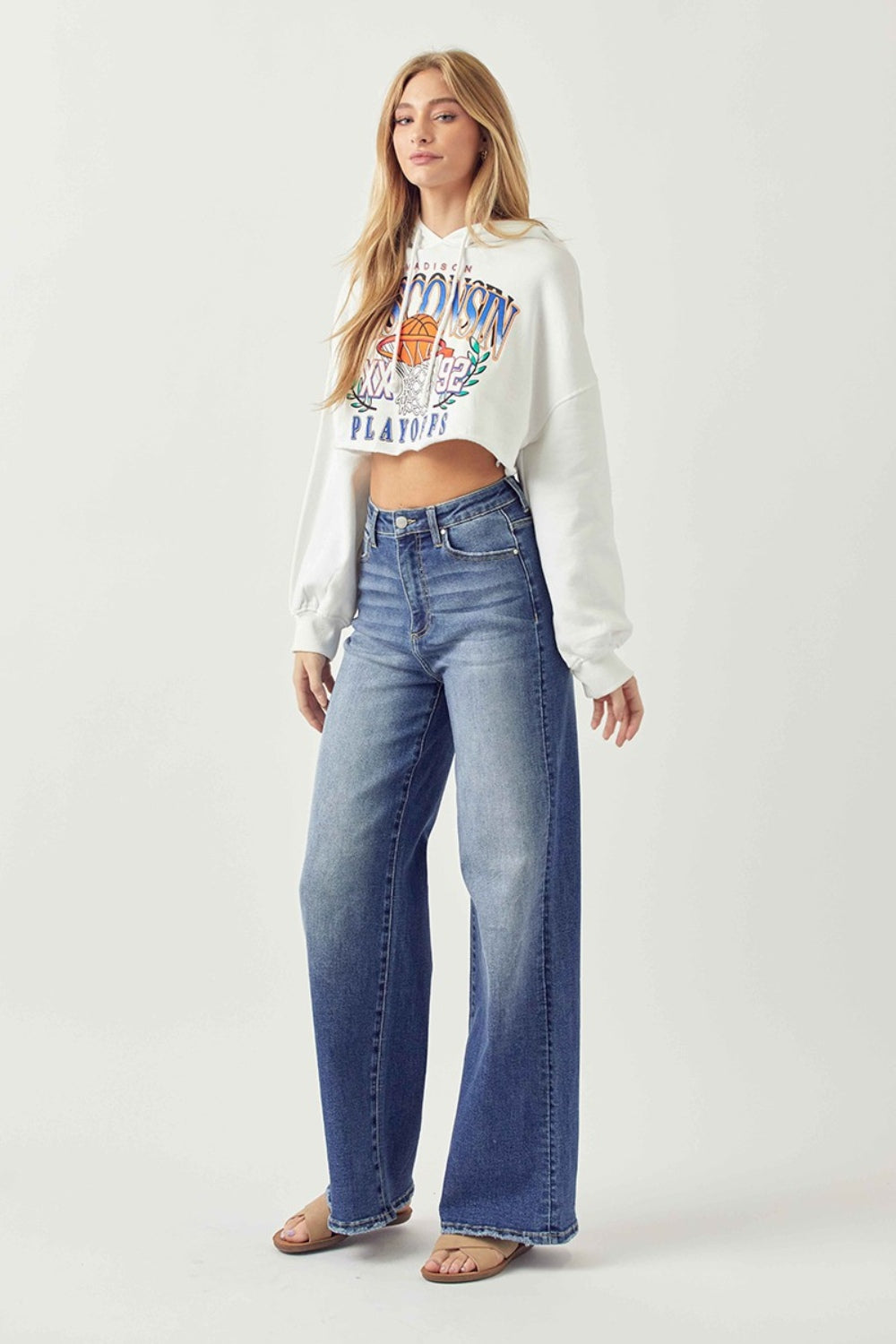 Risen Wide Leg High Rise Jeans with Plus Sizes BOHO ESSENTIAL JEAN