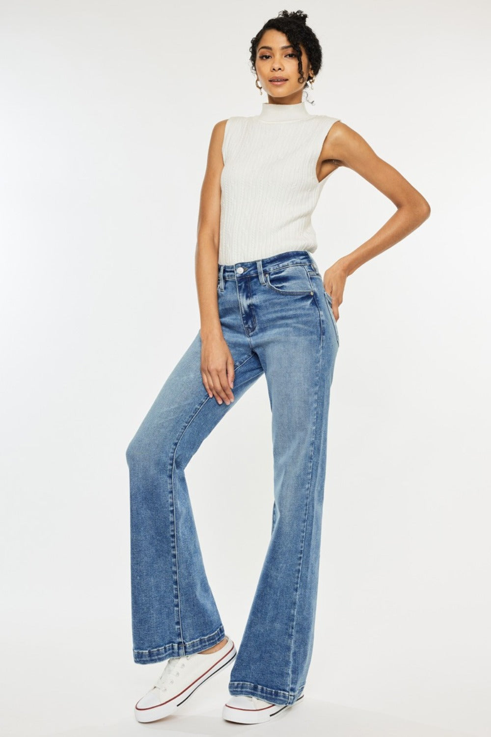 Kancan Wide Leg High Rise Jeans with TENCEL and Plus Sizes -BOHO TO GO. Your new essential jean: The Kancan Boho - To - Go! high-rise denim are perfect for pairing with all your favorite boho tops through EVERY season!; The flattering details offer a no brainer easy jean to throw on and get out the door with comfort, style, and confidence! (not to mention eco-friendly material to support sensitive skin). Light Wash