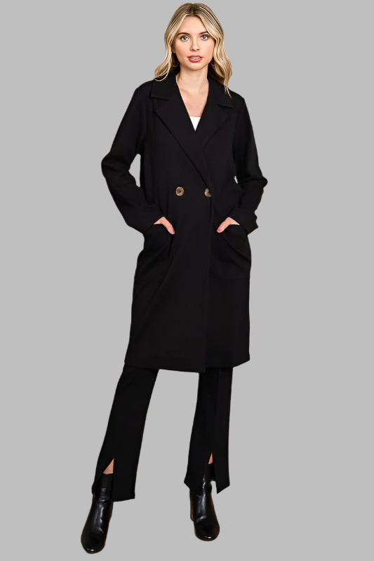 The Double Breast Lapel Collar Coat is a classic and stylish double-breasted coat with large lapels that shows elegance and personality. Its exquisitely designed with double-breasted trim adding a sense of style. This winter coat is slim and comfortable to wear, suitable for any occasion, whether it is a business party or a casual date, It is an indispensable fashion item for autumn and winter.