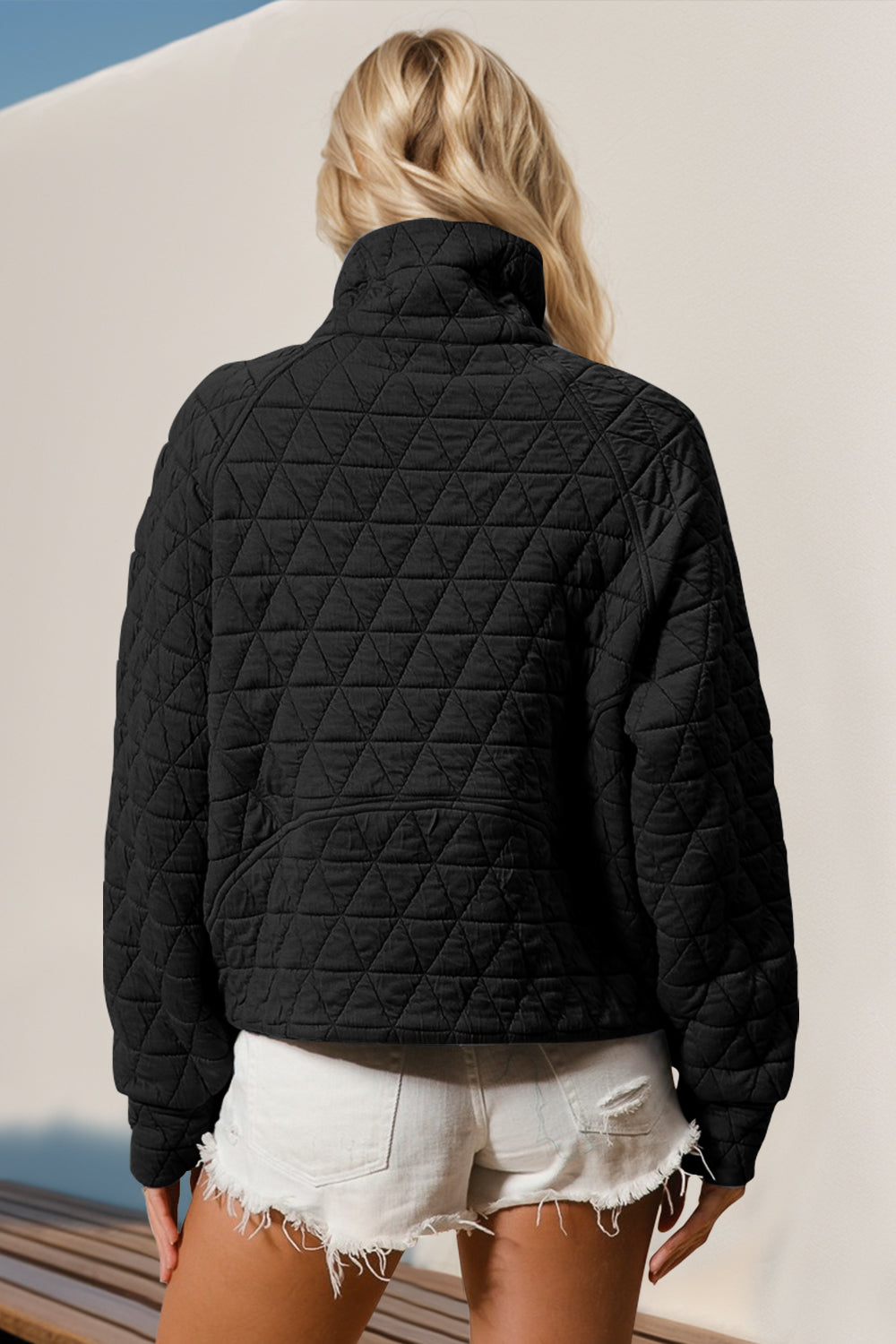 Long Sleeve Quilted Sweatshirt-"The Snuggle Up Quilted Half-Zip"