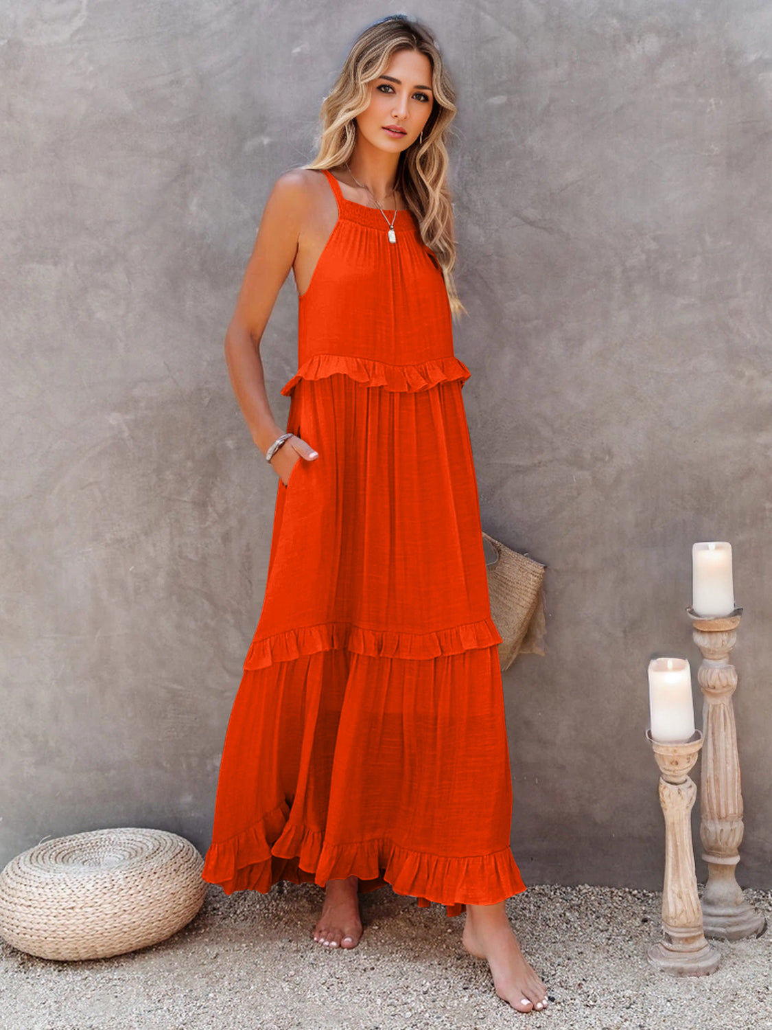 Flowy, tiered, ruffled, breathable and available in several gorgeous and vibrant color options. Enjoy your vacation in style and comfort! Just pick any of these amazing colors!
This is a beautiful BOHO style dress that you can feel comfortable and amazing in! Time to enjoy!