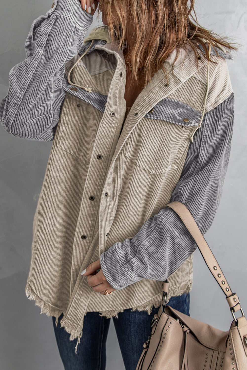 Hooded Corduroy Shacket - Color Block Options:
Add a relaxed vibe to your outfits with our Hooded, Drawstring Pocket Corduroy Shacket. Features a hood and dropped shoulders; you'll love the casual look of this corduroy shirt.