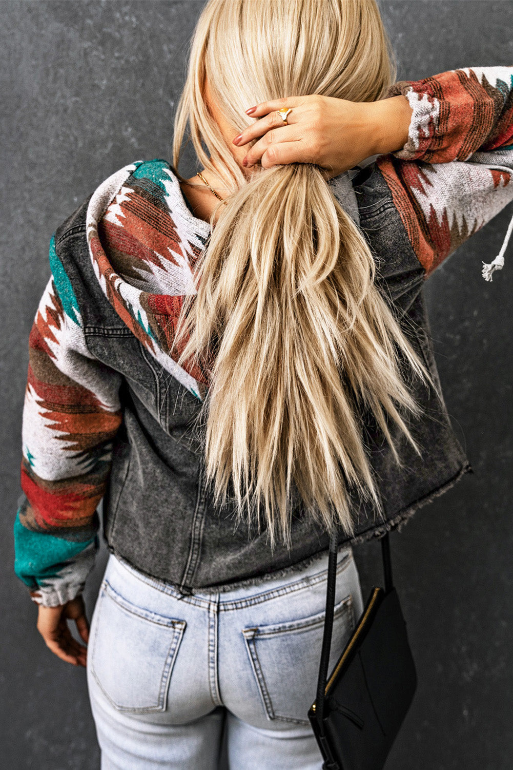 Hooded Denim Jacket -Aztec Adventure Hoodie - With Plus Size The hooded denim jacket adds an unmistakable western edge to any outfit. Its versatile design allows you to express your individuality and your flair. Unique Aztec Print: The eye-catching Aztec pattern adds a playful, bohemian twist to the classic denim silhouette, giving your outfit that perfect touch of vibrant style.