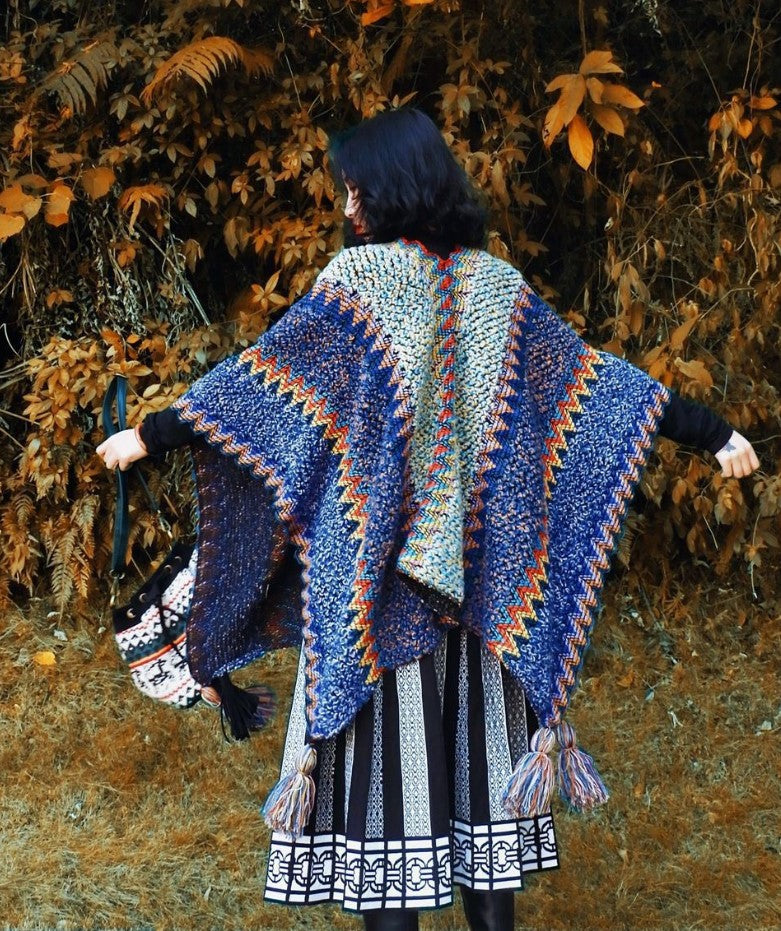 Cozy Crochet Ruana Cover- Up with Tassels