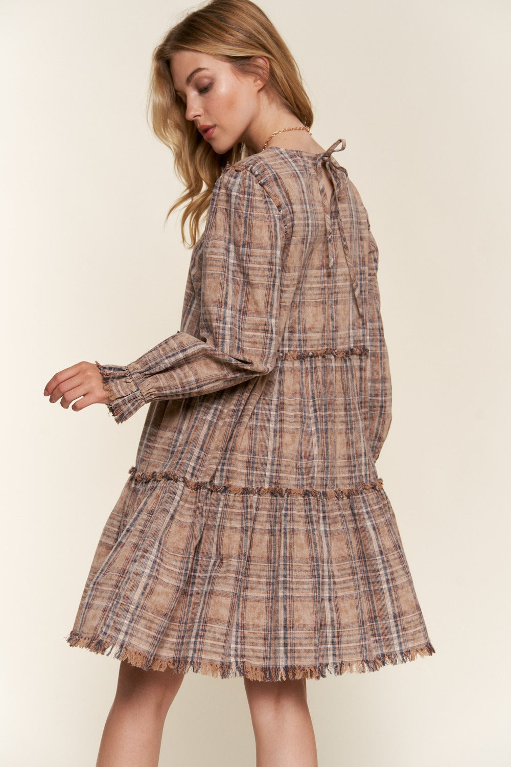 Prairie Dress: Washed, Frayed, and Tiered Plaid Dress and Plus Size