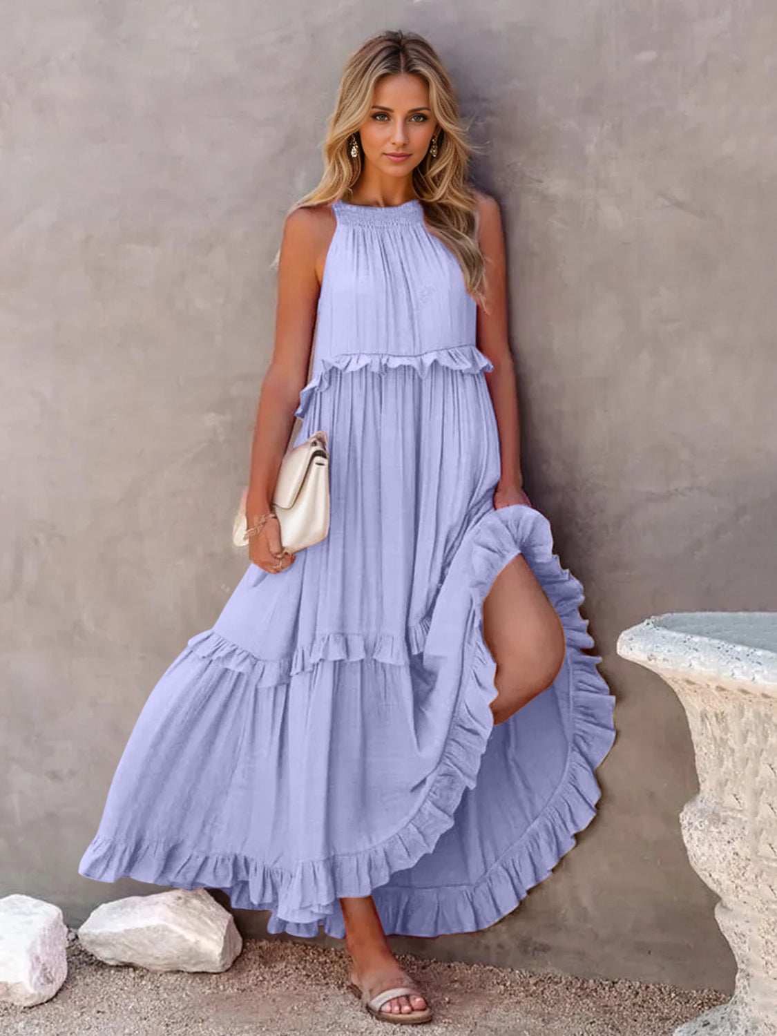Flowy, tiered, ruffled, breathable and available in several gorgeous and vibrant color options. Enjoy your vacation in style and comfort! Just pick any of these amazing colors!
This is a beautiful BOHO style dress that you can feel comfortable and amazing in! Time to enjoy!