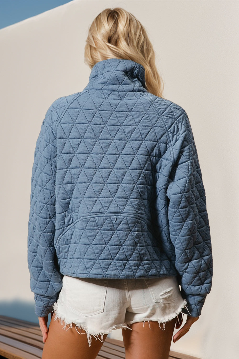 Long Sleeve Quilted Sweatshirt-"The Snuggle Up Quilted Half-Zip"