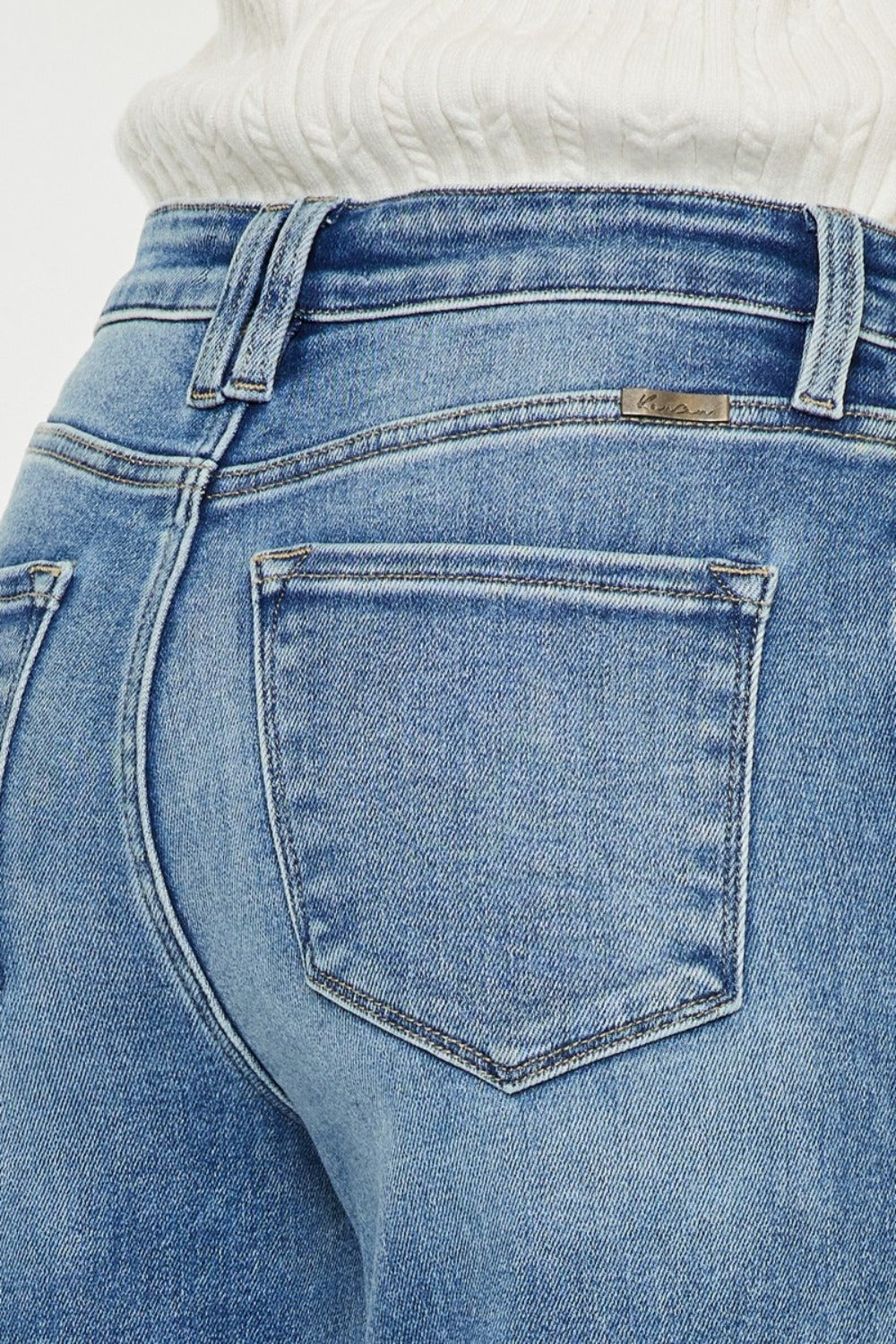 Kancan Wide Leg High Rise Jeans with TENCEL and Plus Sizes -BOHO TO GO. Your new essential jean: The Kancan Boho - To - Go! high-rise denim are perfect for pairing with all your favorite boho tops through EVERY season!; The flattering details offer a no brainer easy jean to throw on and get out the door with comfort, style, and confidence! (not to mention eco-friendly material to support sensitive skin). Light Wash