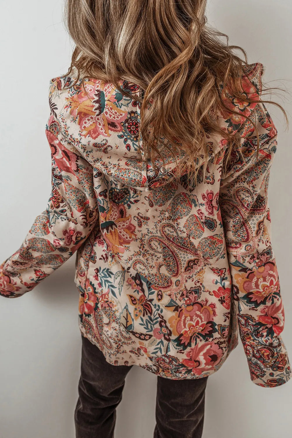 Women's Floral Jacket "Cozy in Bloom Double Take". This unique hooded jacket caught our eye! Yes, we looked twice. It is one of our products we call a "Double Take".... beautiful floral print jacket with vibrant colors that may cause some to do a "double take". Take a look at the lining. Not only will you be a standout, but you will also be cozy!