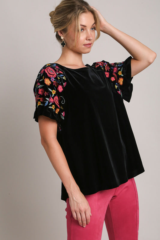 The Velvet Embroidery Short Sleeve Blouse is like a piece of magic for your wardrobe! The soft, velvety fabric feels amazing and drapes just perfectly. The embroidery? Total showstopper – it’s got that boho flair that’s both unique and eye-catching. Whether you're out for a coffee date or dressing it up for something fancier, this blouse adds that effortless, vintage charm that takes your outfit to the next level. Wear it with confidence, it’s got your back!
