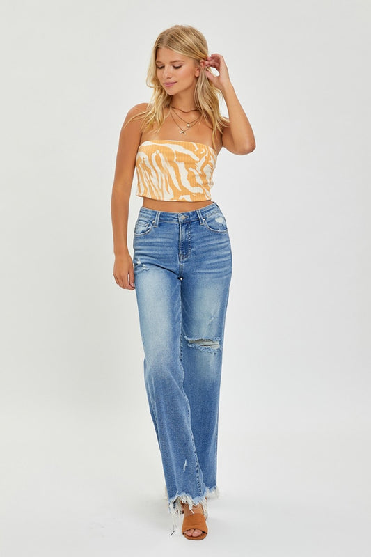RISEN Wide Leg High Rise Jeans / Distressed with Plus Sizes.  Essential pair for every denim drawer.  the perfect casual bottoms to wear all year long with your boho blouses!