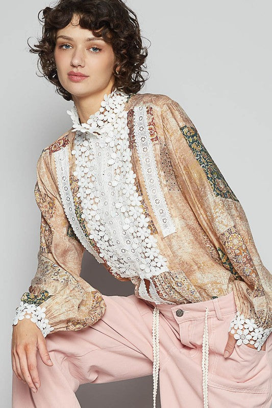 Ready to add a pop of feminine pizzazz to your wardrobe? Meet the "Lace Detail Printed Button-Down Shirt"—where classic meets captivating! This shirt is a mash-up of timeless button-down style and gorgeous lace embellishments that’ll make you feel like you’ve just stepped out of a fashion fairy tale. The lace detailing is like a secret little wink of elegance—prepare for those double-takes!