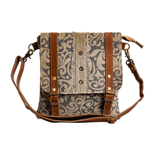 The Rustic Filigree Satchel: Caramel Leather and Antique Bronze Beauty - Handbag