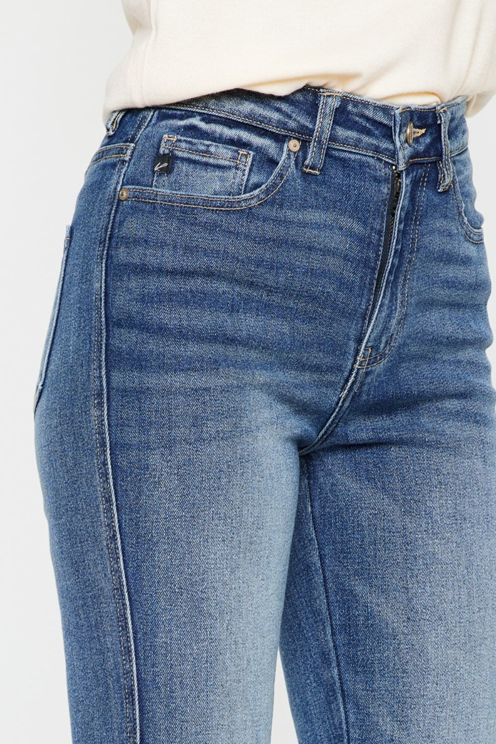 Kancan High Waist Flare Jeans - The Boho Western Cat Whiskerer.  Did you know about Cat Whisker's on jeans? Well, if you love the worn in, aged look then you will love the unique character it creates! We can't fail to mention how well flare jeans create the best retro or boho/western outfits! Your other jeans will be jealous at how many ways you can wear these jeans! Sounds like a valuable add to your jean collection!