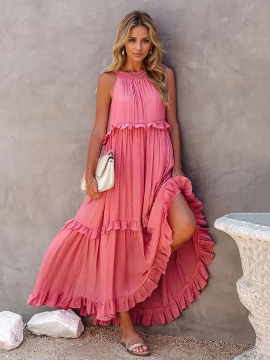 Flowy, tiered, ruffled, breathable and available in several gorgeous and vibrant color options Enjoy your vacation in style and comfort! Just pick any of these amazing colors!

This is a beautiful BOHO style dress that you can feel comfortable and amazing in!  Time to enjoy!
