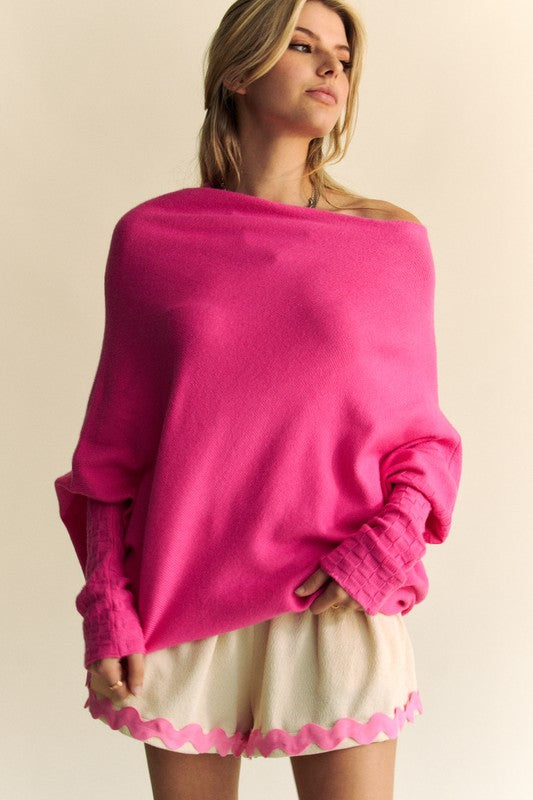 Batwing Sleeve Sweater -Wild & Free Pink Batwing – Textured Cuffs, Untamed Style.  Did you know that the "Batwing Sleeve" is less restrictive and is designed to be visually distinctive with a draped silhouette that stands out from regular sweatshirts? If you love the unconventional or free-spirited aesthetic, this pink batwing sleeve sweater is a relaxed and cozy edition that will fit right into your wardrobe!. THIS sweater also happens to have a unique textured cuff... a real eye-catching feature