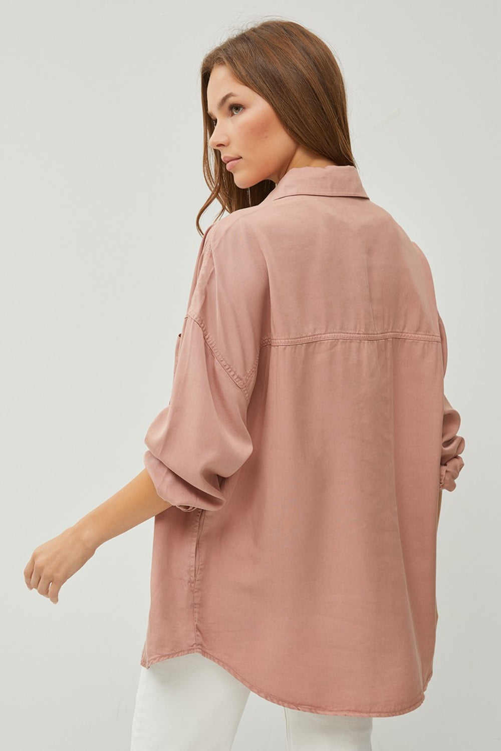 RISEN Button Up Long Sleeve Denim Shirt 100% TENCEL ECO FRIENDLY and Plus Size.  This Denim dream shirt CAN'T STOP WON'T STOP!

It is made TENCEL, an exceptionally soft fabric that's hypoallergenic and well suited for sensitive skin.
Resists pilling
Eco-friendly fabric made from wood pulp cellulose fibers
Shrink-proof (maintains size and shape after washing)
Durable enough for everyday use, making it a long-lasting investment for stylish and sustainable clothing. Mauve.